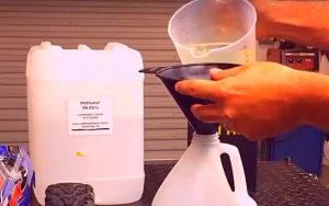 Pouring methanol
